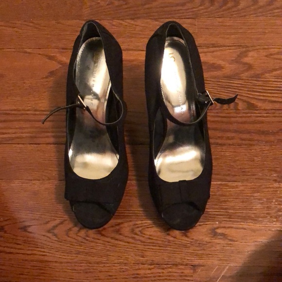 LC Lauren Conrad Black Bow Wedges - Picture 1 of 2